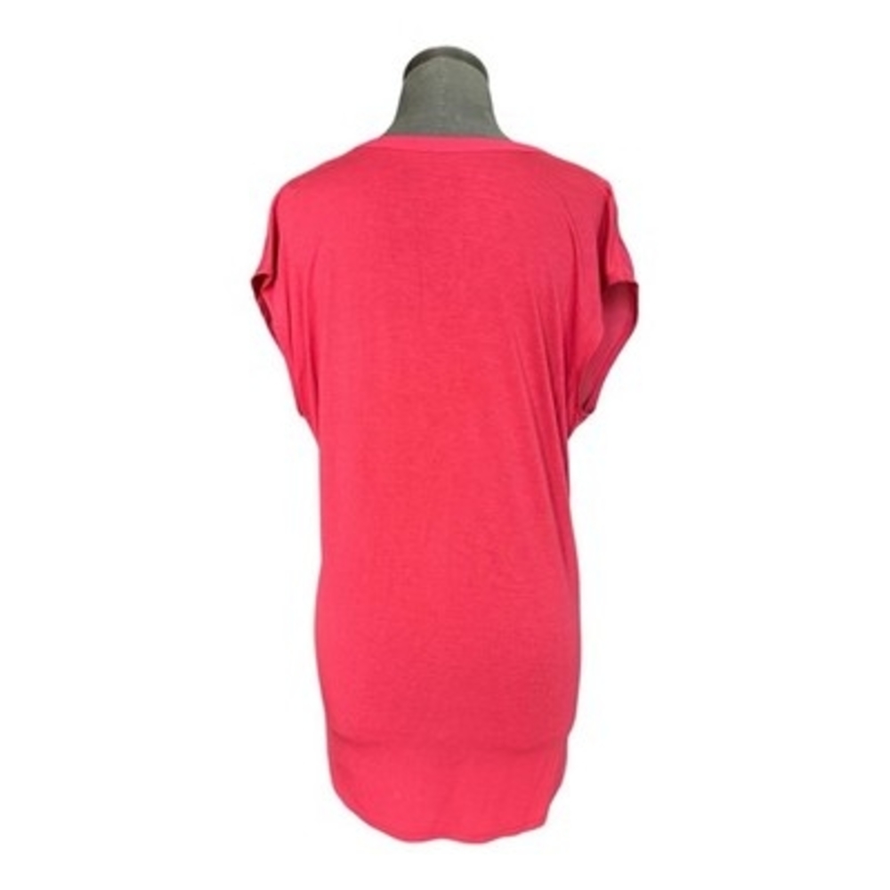 Ann Taylor Factory Pink Split-Neck Utility Blouse Cap Sleeve Pockets Womens Sz L - Picture 5 of 6